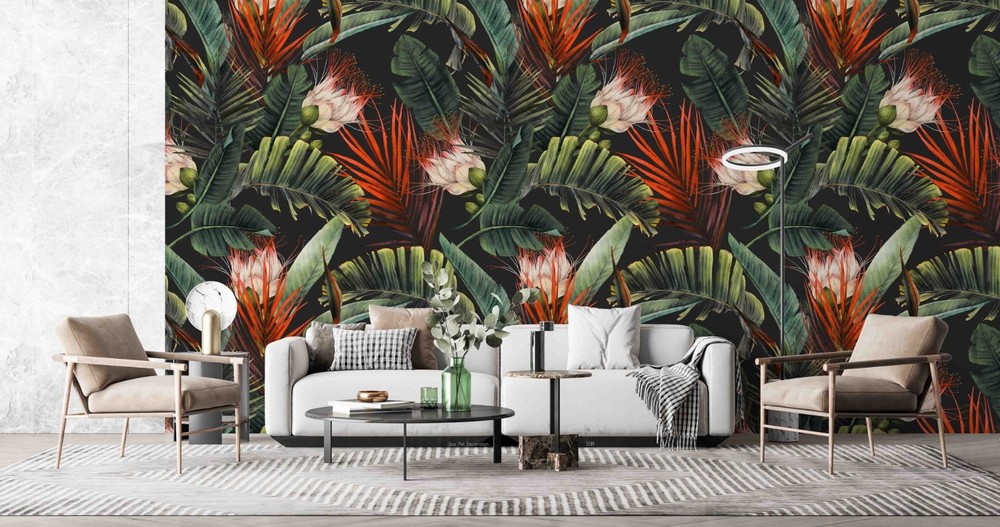 3D Baroque Flowers Leaves Pattern Wall Murals Wallpaper Murals Wall Sticker