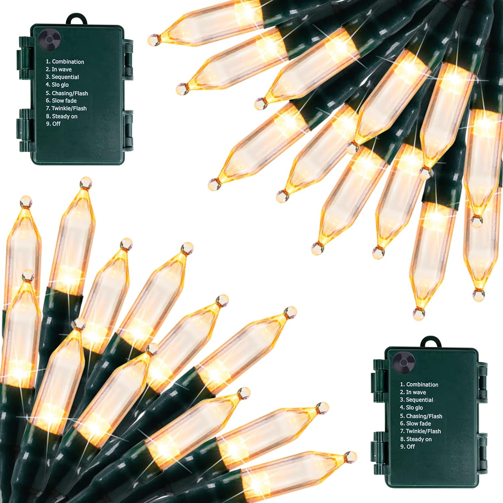 Battery Operated Christmas Lights 2 Pack 18 Feet 50 LED Clear Mini String Lights