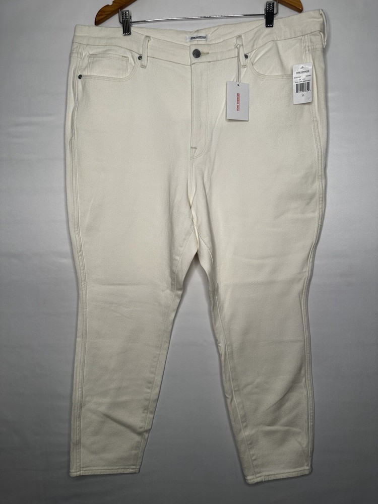 Good American Good Curve Skinny Crop High Rise White Jeans NWT Women’s Size 20