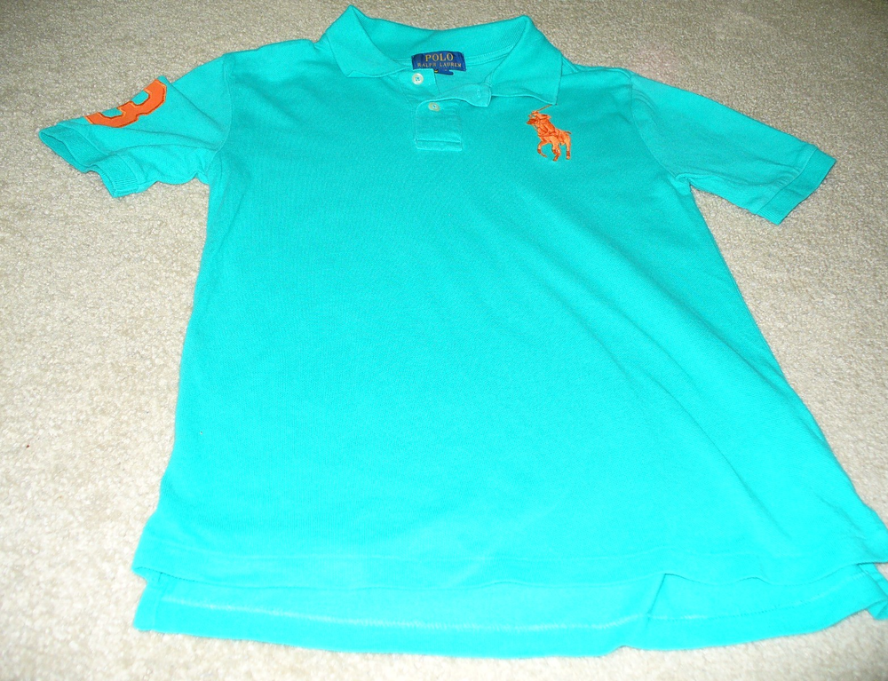 Ralph Lauren Size M (10-12) Boys Green Big Pony Short sleeve Polo