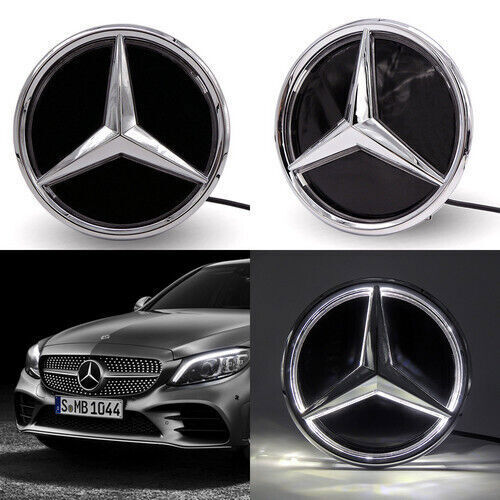 Front Grille LED Star Emblem Silver Badge For Mercedes Benz GLC GLE GLS 2015-19