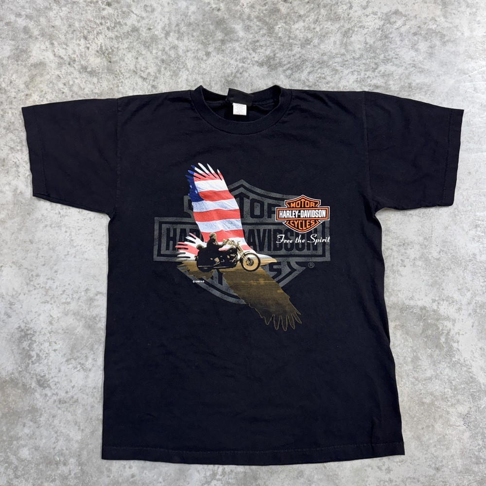 Vintage Harley-Davidson Shirt Mens Large Black Made USA Eagle Graphic Biker 90s