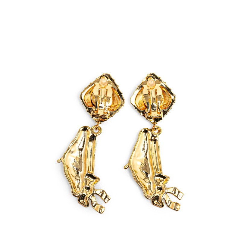 Chanel Gold Plated Matelasse Hat Motif Earrings 695595