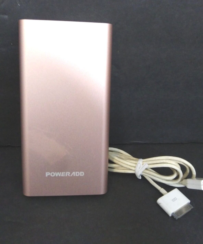 Poweradd 12000mAh Pink Portable Charger with Dual USB and Included Cord  