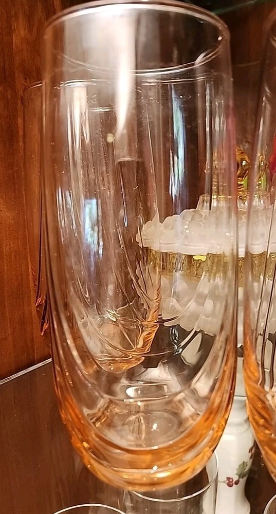 Vintage LENOX Light Pink Swag Pattern 3 Water Glasses 6” Drinking Glasses