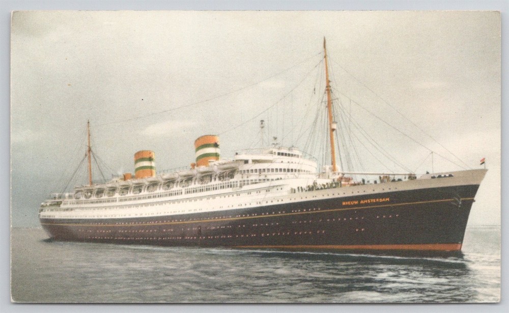 Nieuw Amsterdam Holland America Line Ocean Liner Cruise Ship Postcard AJ12