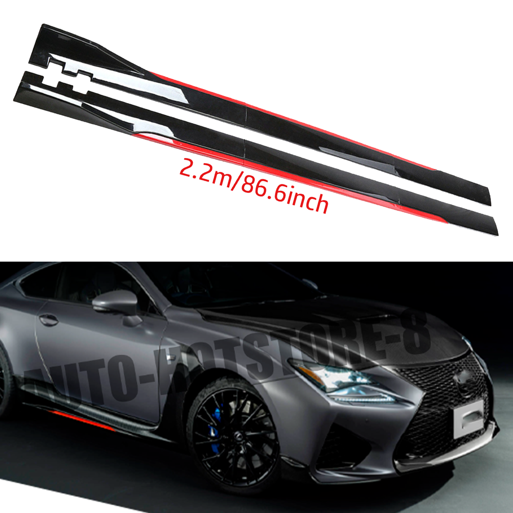 For Lexus Side Skirt Extension Body Kit Splitter Spoiler Glossy Black & Red Line