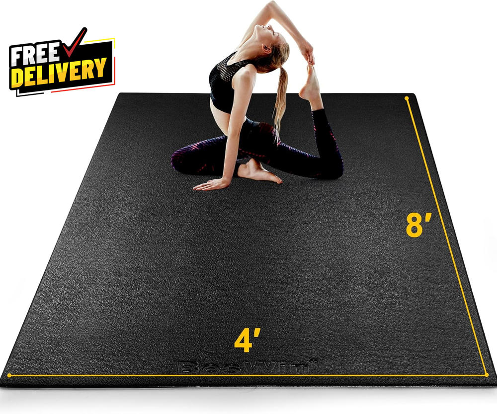 Large Exercise Mat 8'x4' Extra Thick 6-8mm Non-Slip Home Gym Fitness Mat
