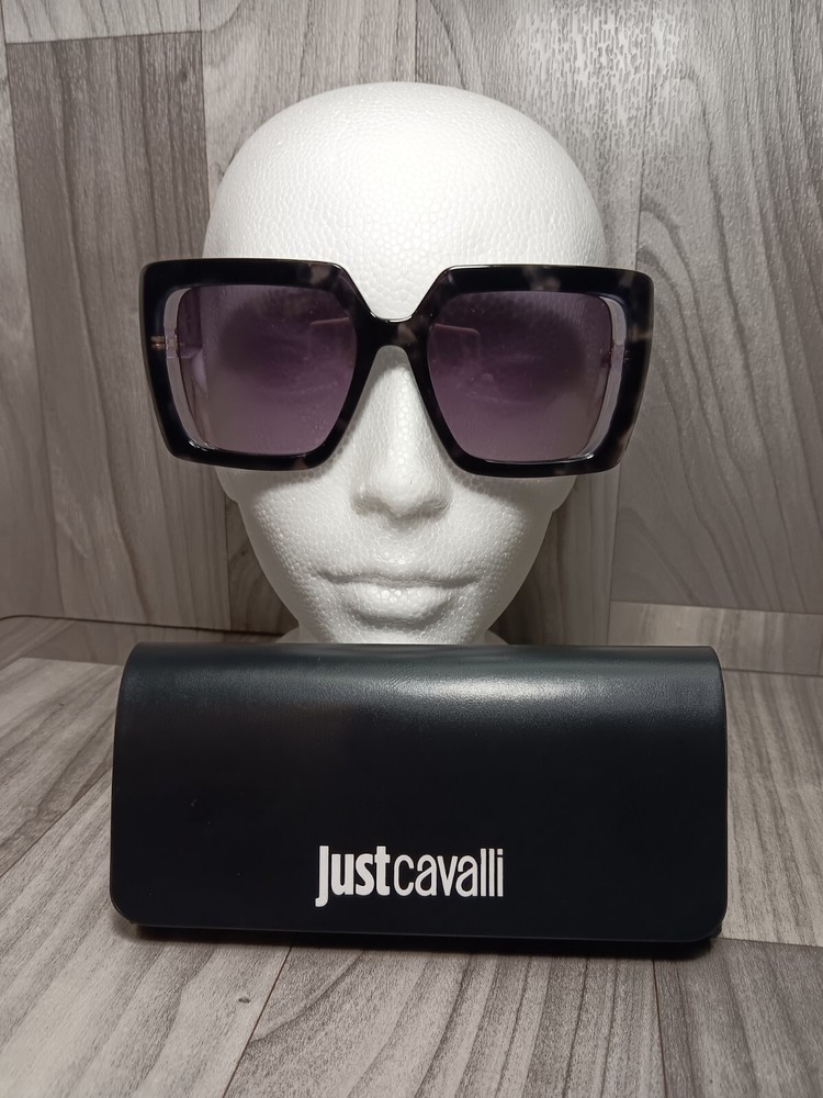 Just Cavalli Grey Havana Square Rectangular Designer Sunglasses Unisex