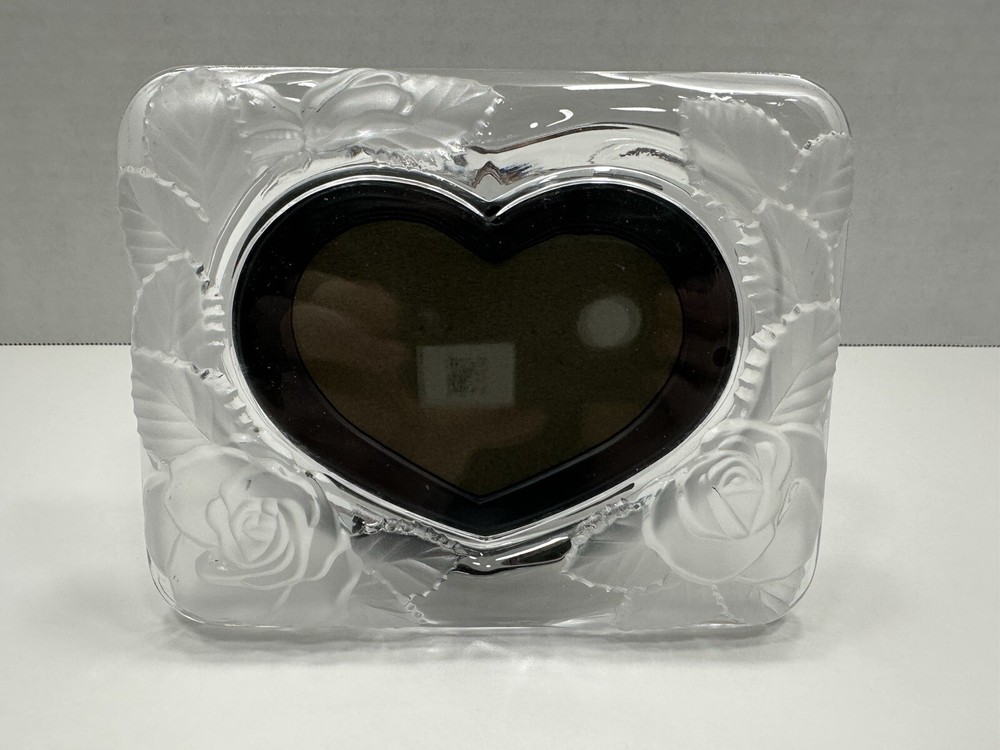 Glass Heart Shaped Photo Frame 4x3 with Easel and Roses Japan Design  