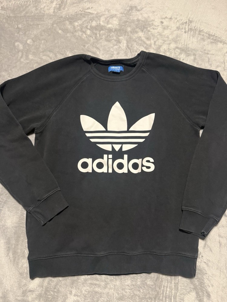 Adidas Sweatshirt Mens Size Medium Black Crewneck Long Sleeve