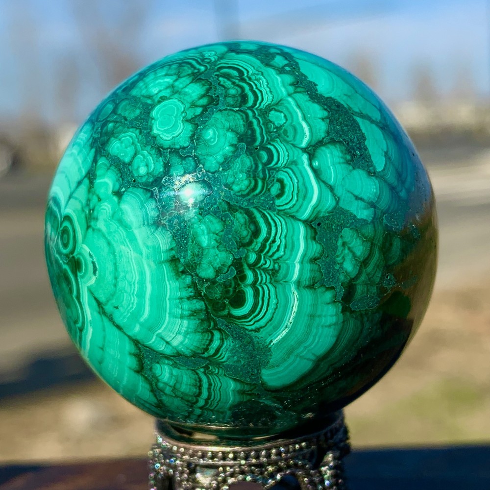 122G Glossy Malachite Ball Transparent Cluster Rough Mineral Specimen  