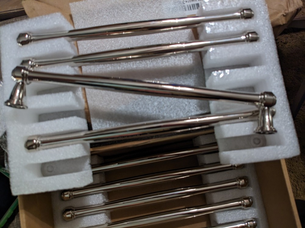 10 Pack 8 Inch Polished Silver Cabinet Handles, Solid Drawer Pulls