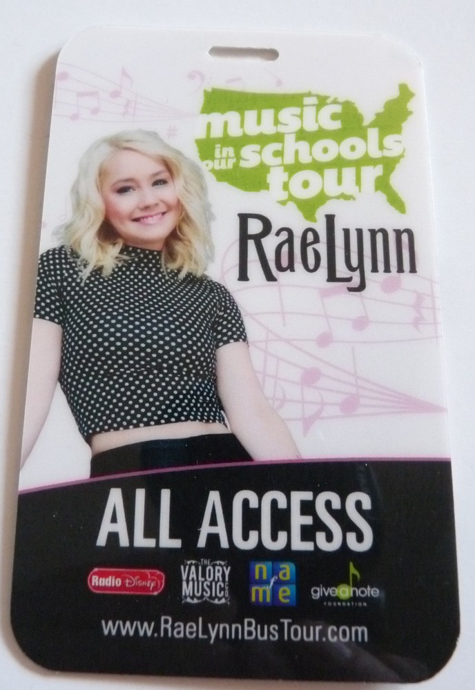 RaeLynn Music In Our Schools AA Concert Tour Laminate Backstage Pass D12