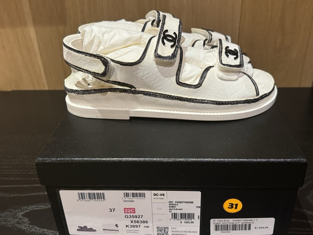 Chanel Dad Sandals Size 37 Luxury Comfort Flat Slide