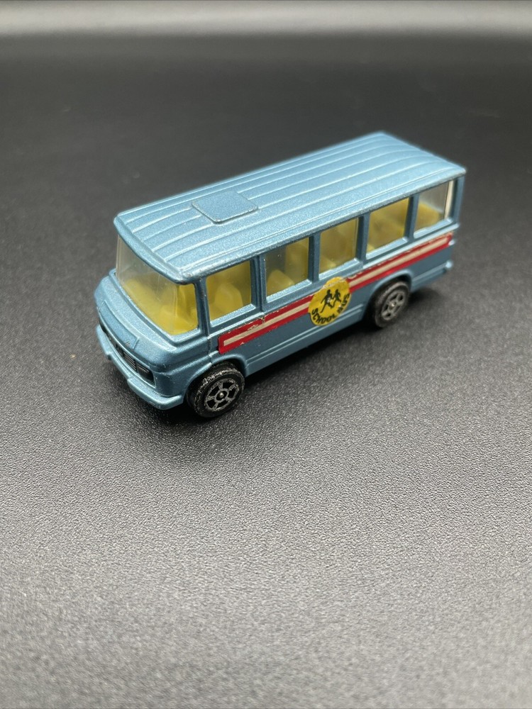 Vintage Corgi Juniors Mercedes-Benz School bus match box blue Great Britain car