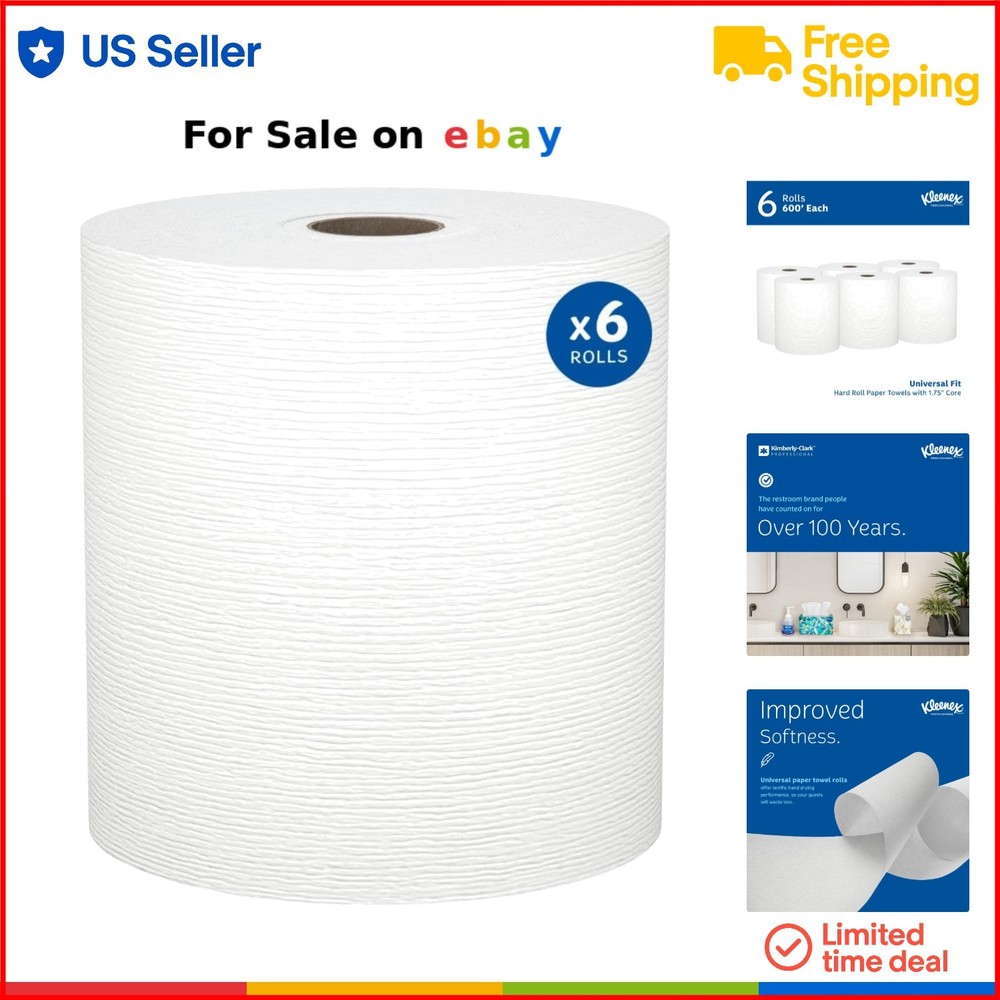 Bulk White 6-Roll 2-Ply Paper Towels 3600 Feet Absorbent