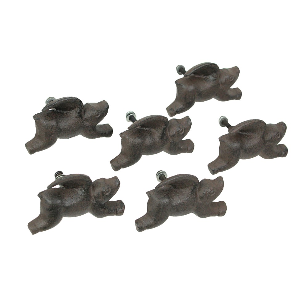 Set of 6 Cast Iron Flying Pig Drawer Pulls Decorative Cabinet Knobs Home Decor