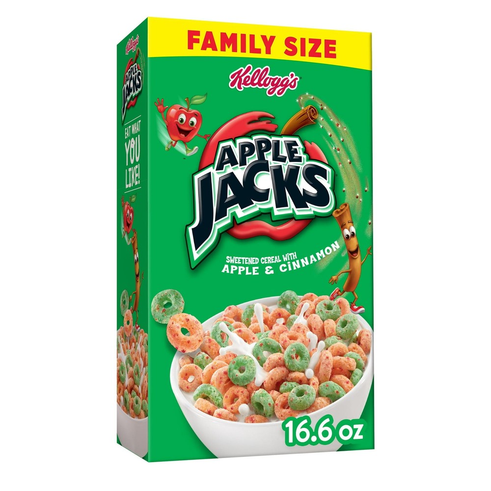 Kellogg's Apple Jacks Breakfast Cereal, Kids Cereal Family Breakfast  16.6oz Box