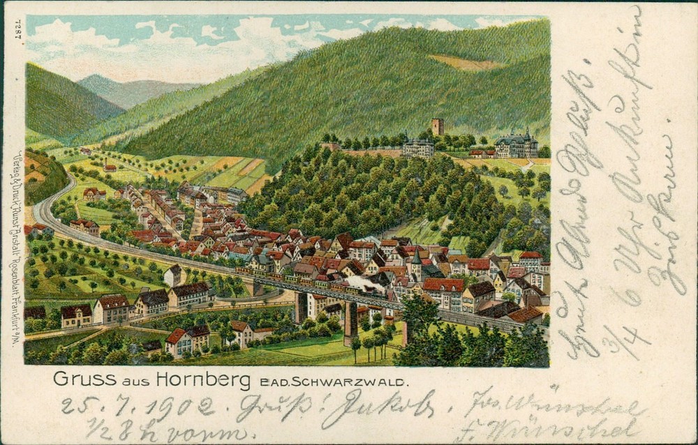 Postcard (a60) Baden-Württemberg Hornberg Black Forest 1902
