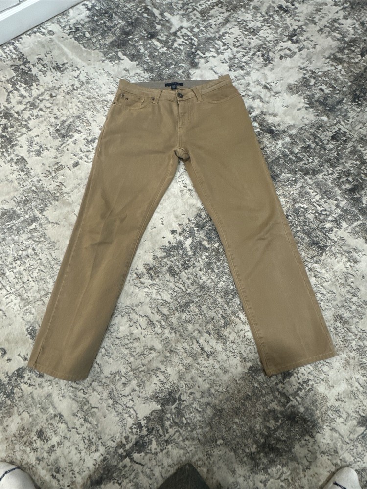 Tommy Hilfiger Mens Slim Fit Brown Jeans Size 30x30 Distressed Denim