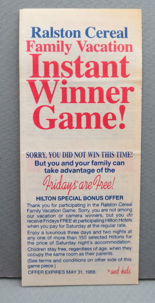 1988 Ralston Cereal Box Family Vacation Game Insert with Ry-Krisp Coupon-image