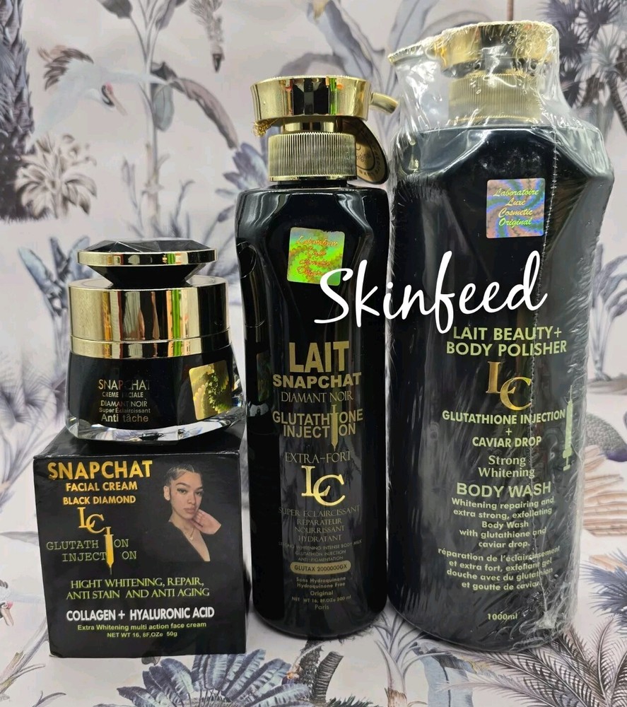 3pc Lait Snapchat Diamant Noir Set: Lotion, Body Wash & Face Cream Authentic  