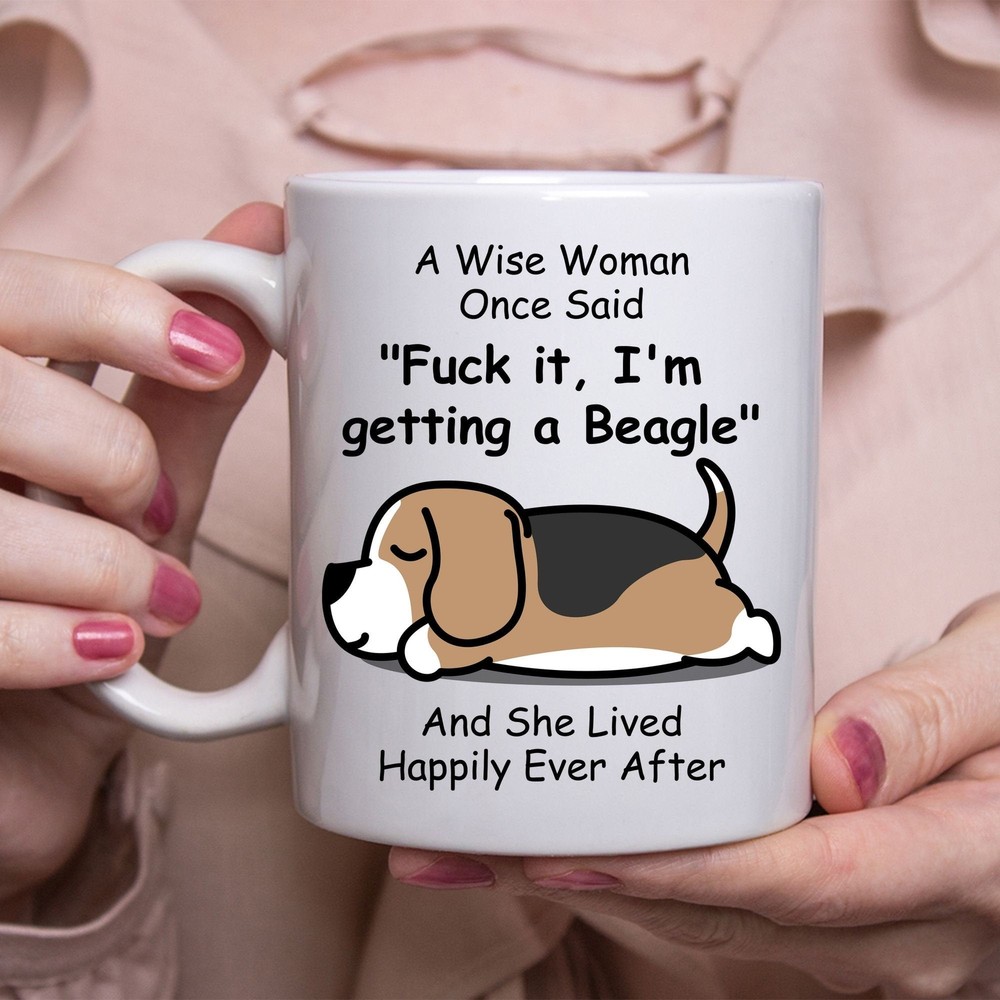 Funny Beagle Coffee Mug Gift for Women - Wise Woman Quote on White Ceramic