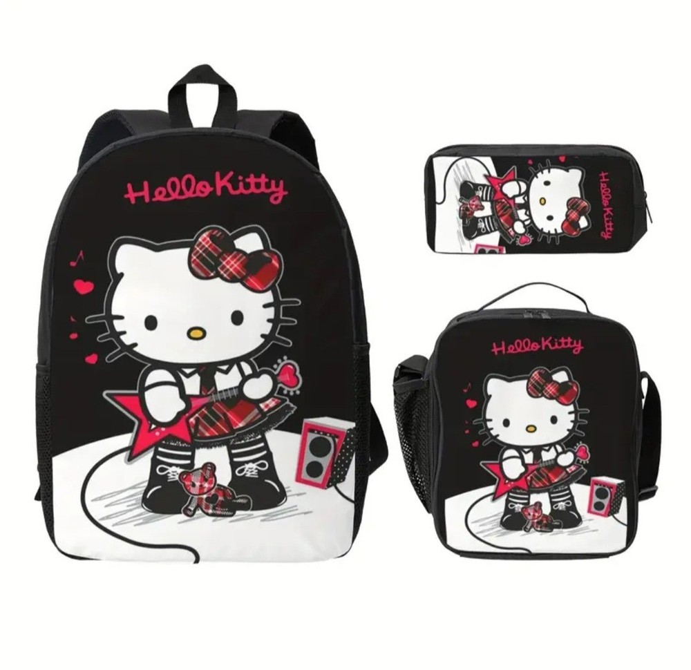 10-Piece Hello Kitty Backpack Set with Lunch Bag, Pencil Case & BTS Gel Pens