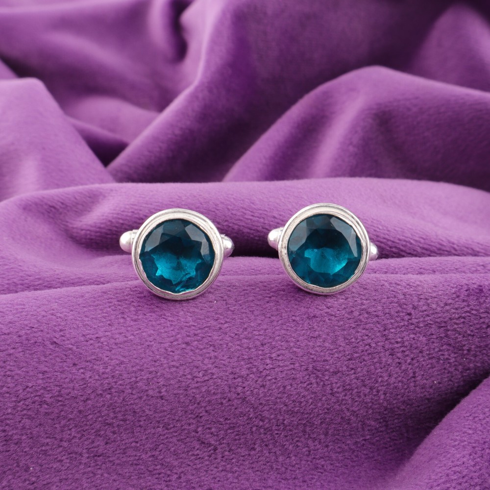 925 シルバー アパタイト ジェムストーン ブルー 誕生日 バレンタイン ギフト デザイナー メンズ カフス