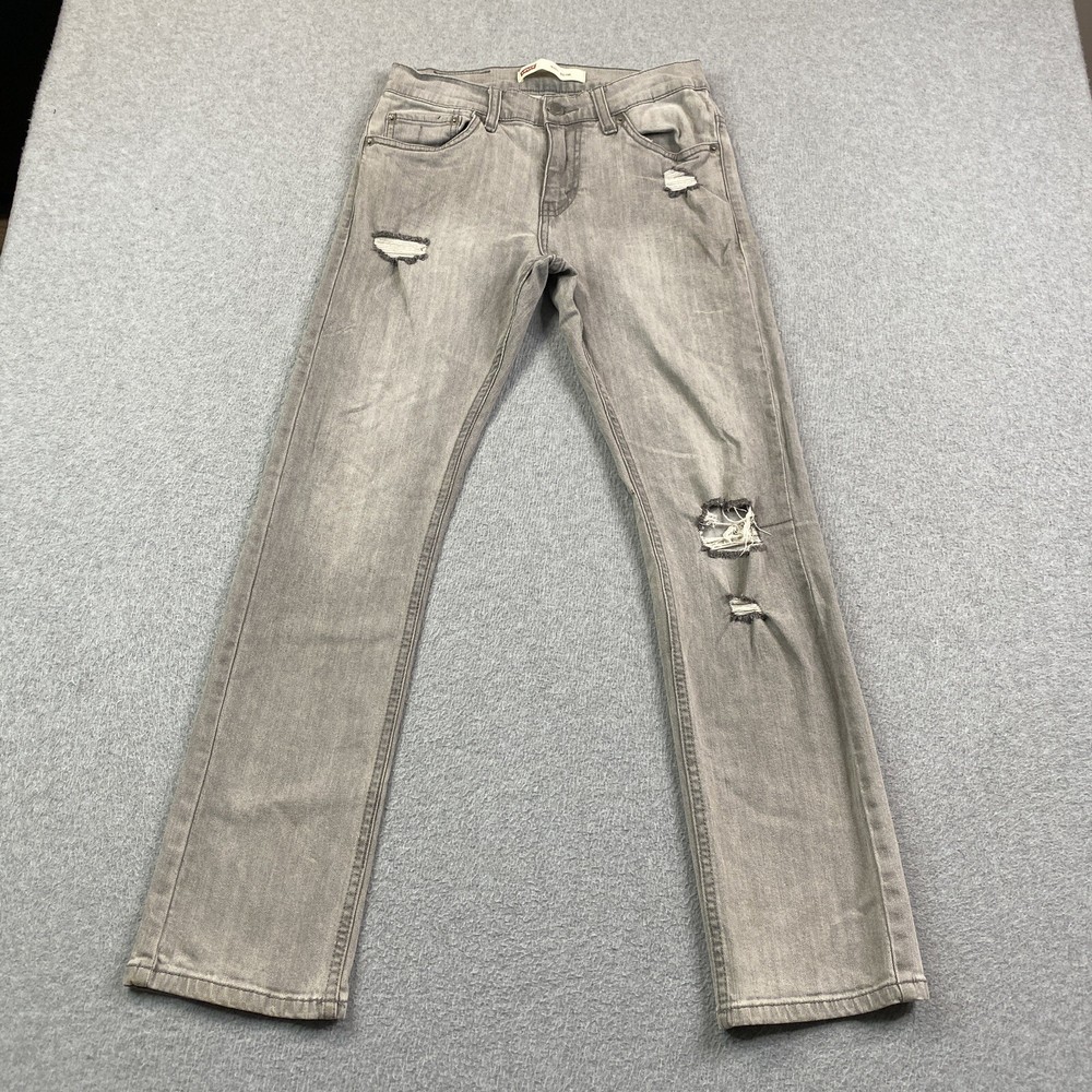 Levis 511 Jeans Boys 14 Reg 27x27 Slim Stretch Gray Denim School Youth Western *