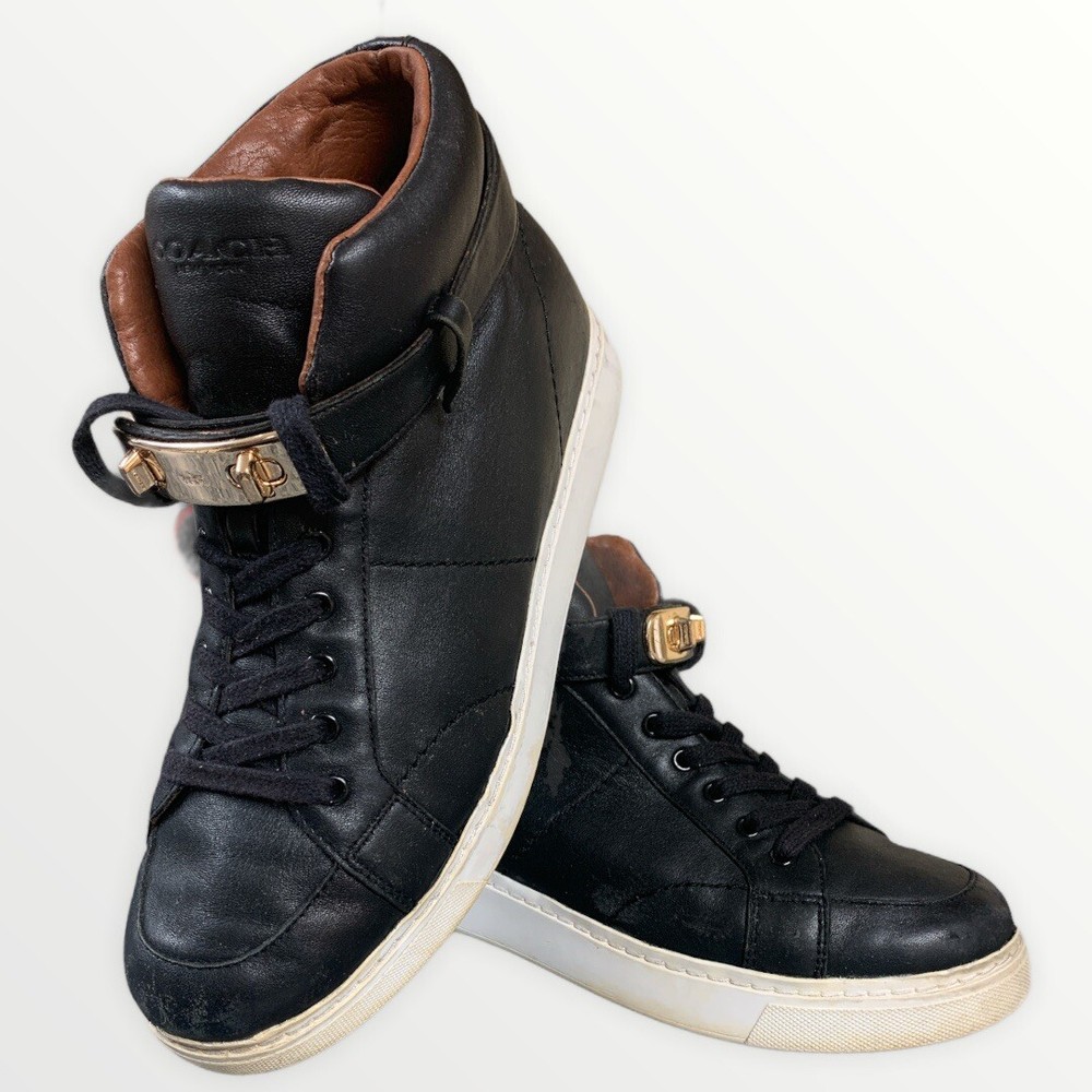 Coach Skateboard SK8 Shores Womens size 8.5B Black Leather lace up and buckle