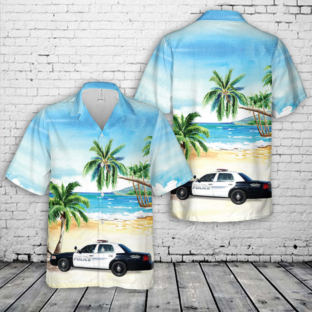 Hemet Police Department California Ford Crown Victoria Hawaiian Shirt