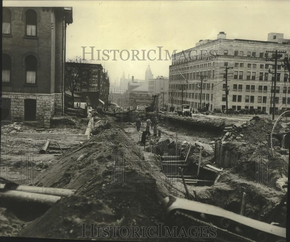 1930 Press Photo New Milwaukee Courthouse construction site, Milwaukee, Wis