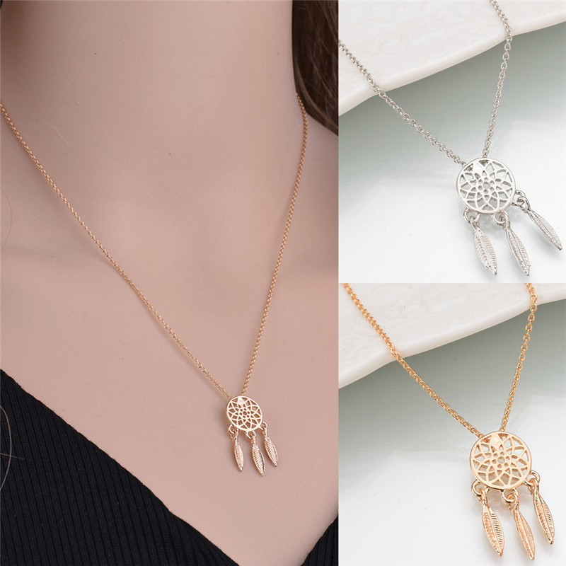Women Dream Catcher Charm Pendant  Long Chain Necklace Gold Silver Jewelry N*a5