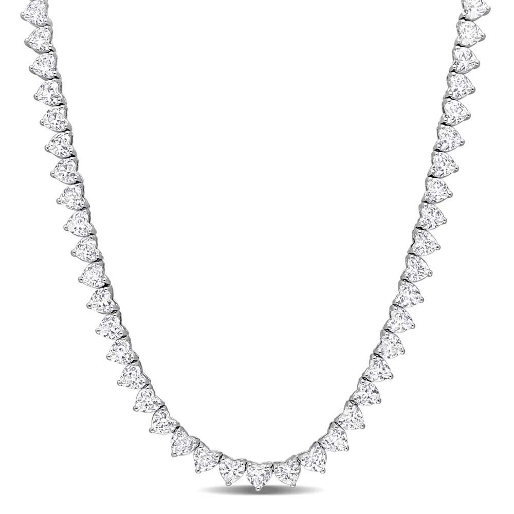 36ct Lab Created Heart Shape Diamond Tennis Women Necklace 14K White Gold Plated