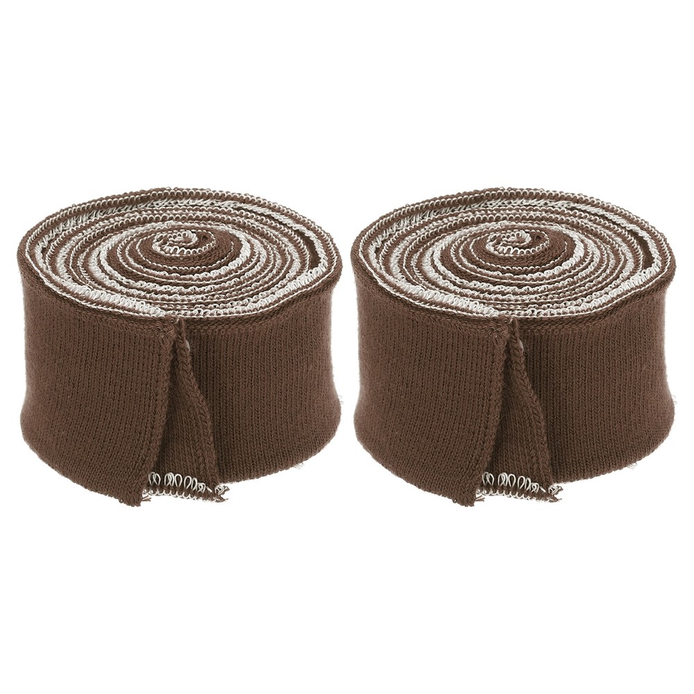 2Pcs 1.5 Inch x 2.6ft Elastic Cuffs Knitted Ribbed Cotton Fabric Brown