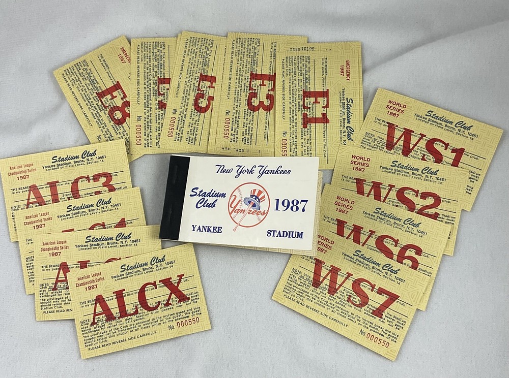 MLB 1987 NY Yankees Stadium Club Coupon Ticket LOT (16) plus Empty Booklet-image