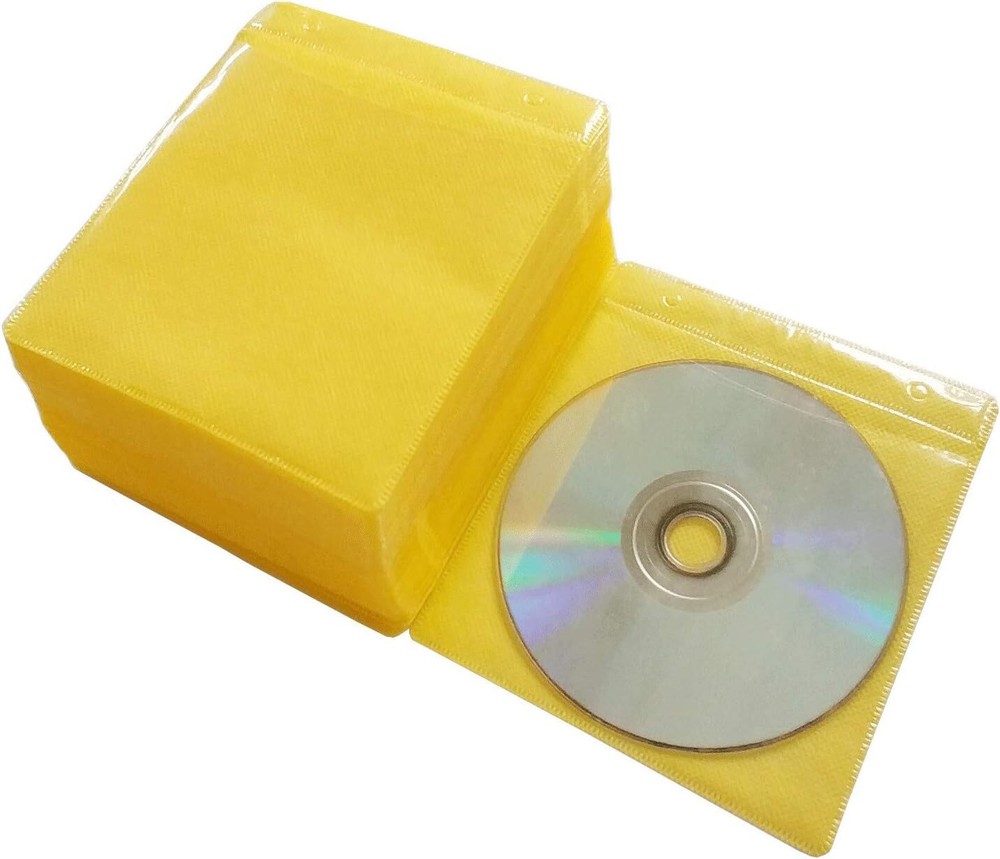 100 Pack Thick Non-Woven CD DVD Sleeves Double-Sided Refillable Storage