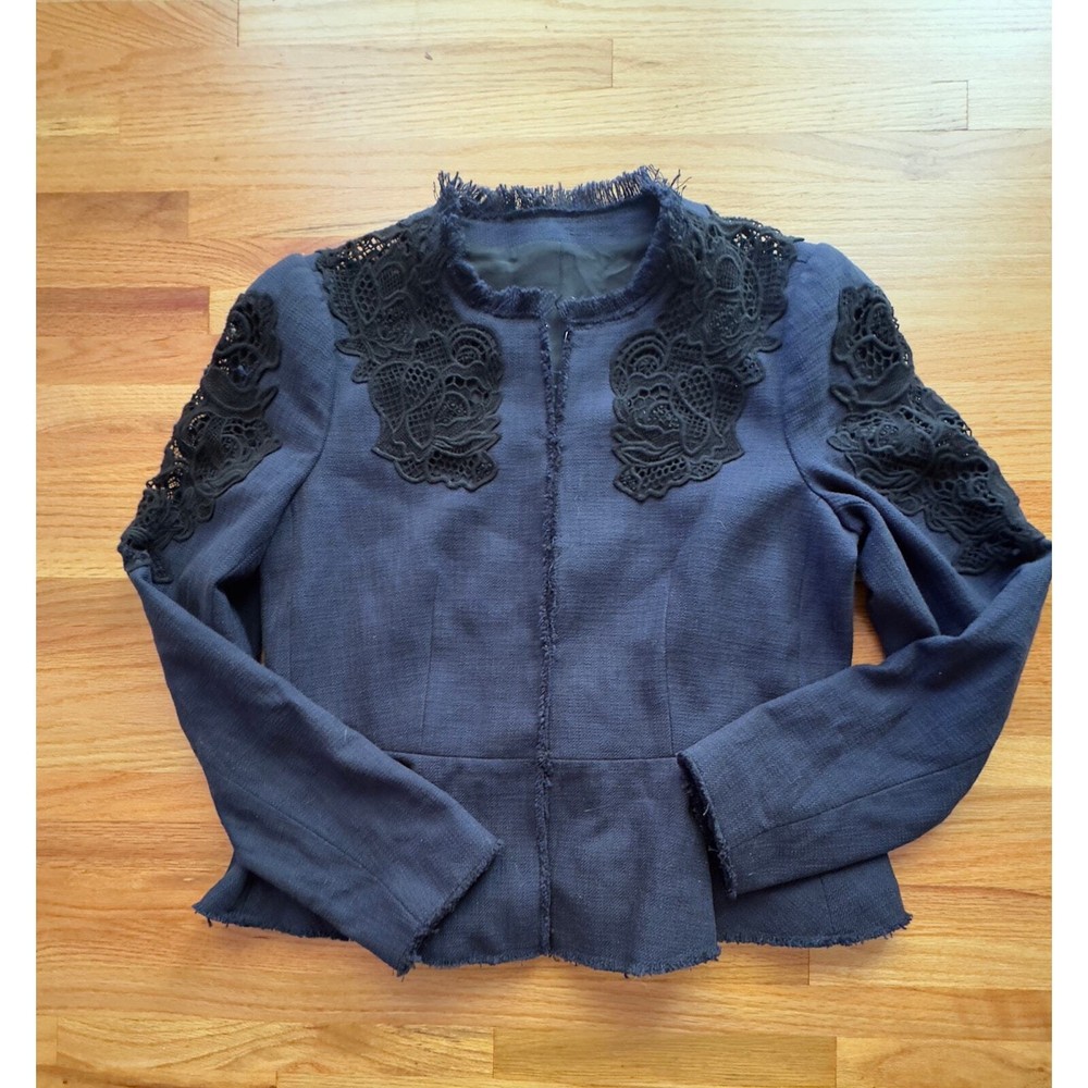 Lace-Inset Peplum Jacket w/ back detail womens SIZE SMALL