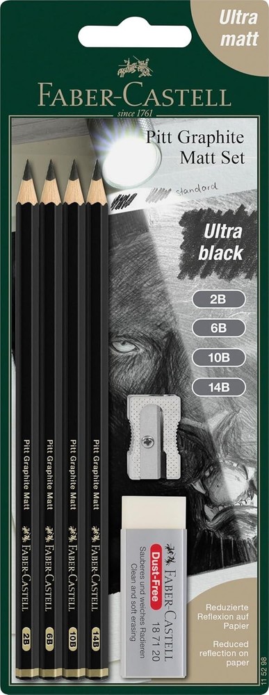 FaberCastell Pitt Matte Graphite Drawing Pencils Set 4B 6B 10B 14B