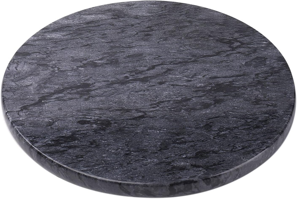 round Marble Cheese Board - 12 Inch Black Marble Serving Board for Charcuterie,