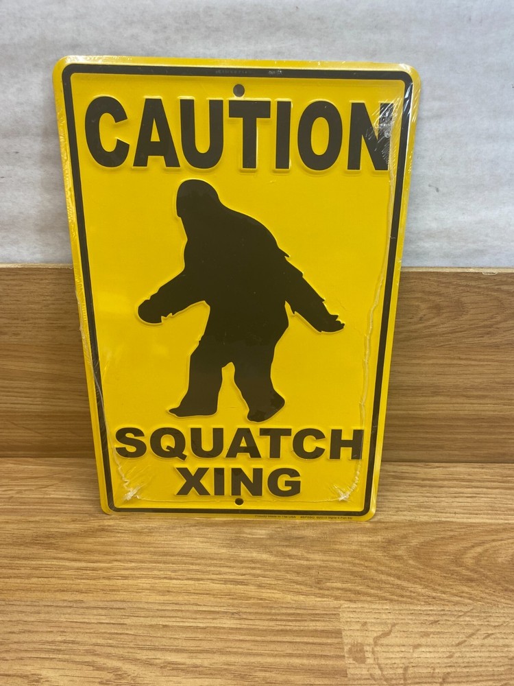 Precaución Bigfoot Sasquatch Xing Amarillo Aluminio Pared Puerta Decoración Letrero 12