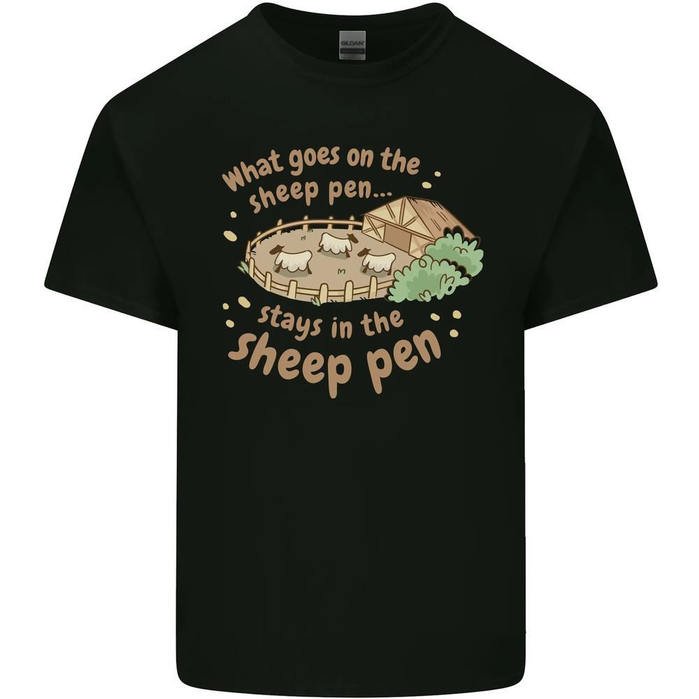 What Goes On In the Sheep Pen Farming Mens Cotton T-Shirt Tee Top