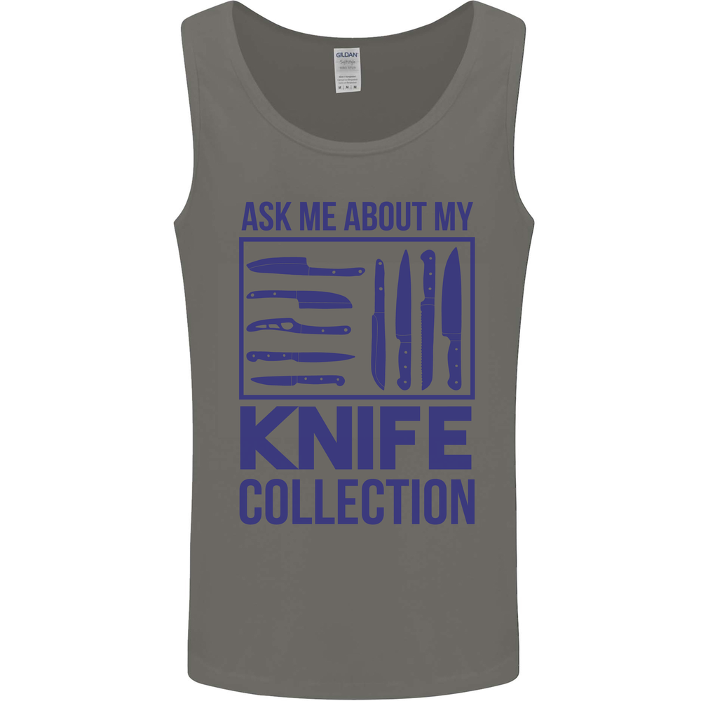 Ask About My Knife Collection Funny Chef Mens Vest Tank Top