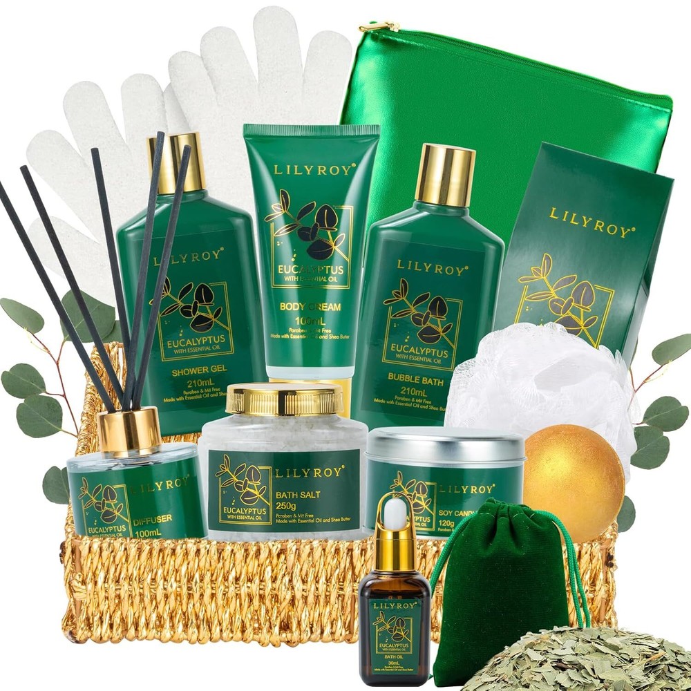 Eucalyptus Spa Bath Gift Baskets Set for Women and Men Bath and Body Gift Basket