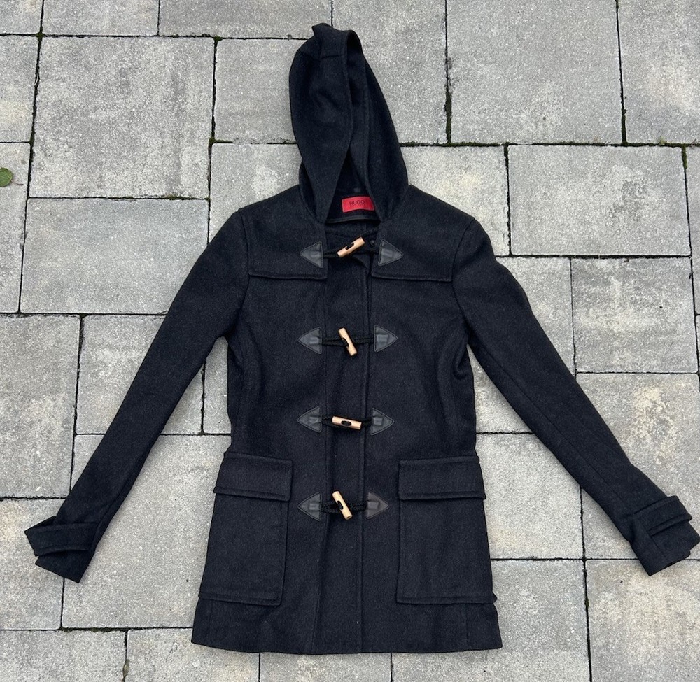 Hugo Boss Vintage Wool Duffle Coat Jacket Size 4 Toggle