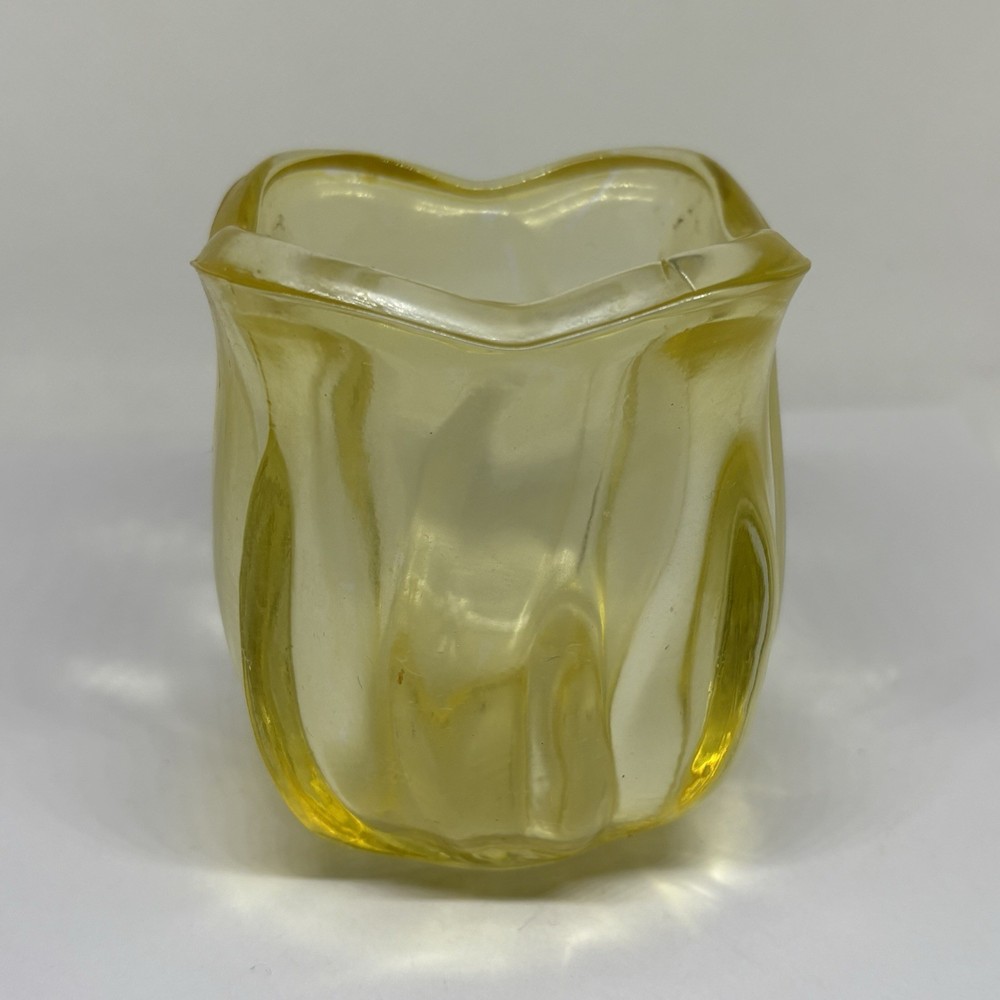 Yellow Glass Tulip Votive Candle Holder