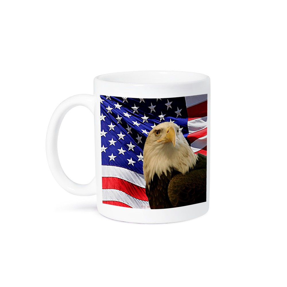 Bald Eagle & American Flag Patriotic Coffee Mug by 3dRose