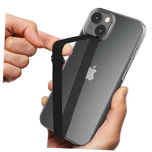 Slim 210 Black Silicone C-Shaped Finger Grip for Mobile Phones
